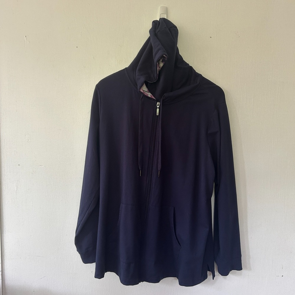 d&co Active Hooded Sweatshirt Womens XL Blue Lightweight Pocket Athletic